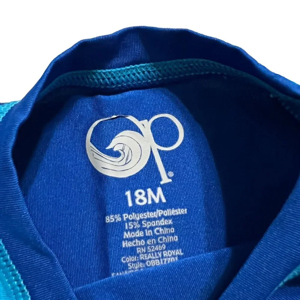 Ocean Pacific OP 18m Blue Raglan Rashguard Swim Shirt